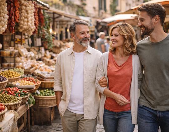 Familie Rosenow auf einem europäischen Markt